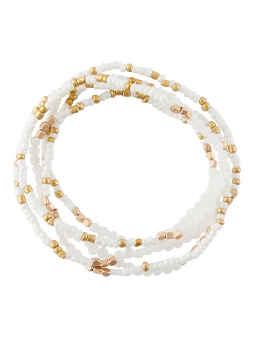 J M Jill Michael 5 Piece White and Gold Beaded Bracelet Set